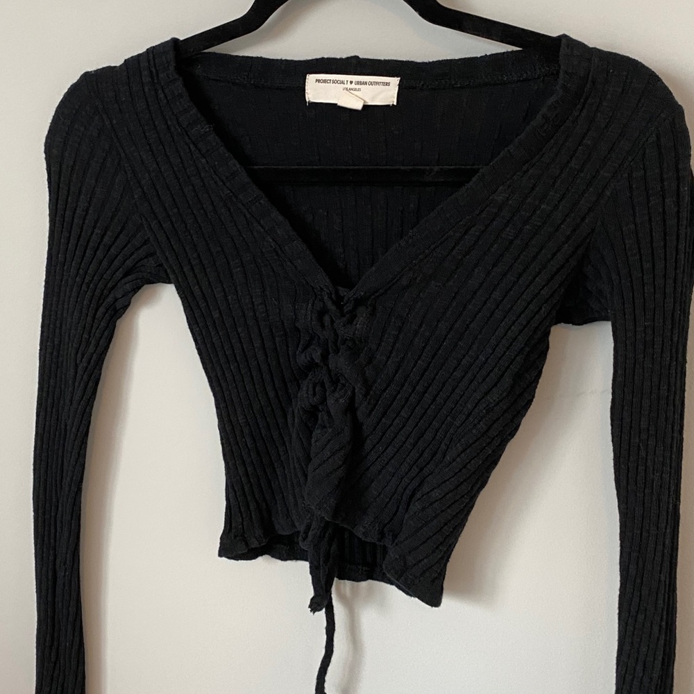 Urban Outfitters Black Top With Tied Front